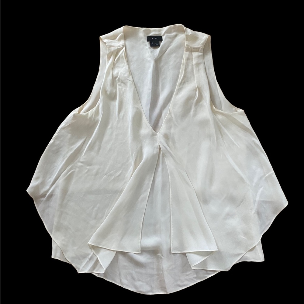 Beautiful Theory Cream Silk Layered Sleeveless Blouse S/P